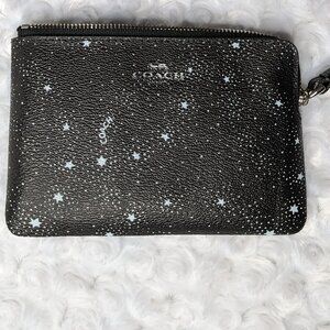 NWT Black with White Stars Coach Wristlet